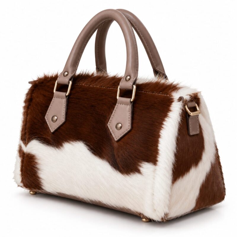 One-of-One brown and white cowhide handbag